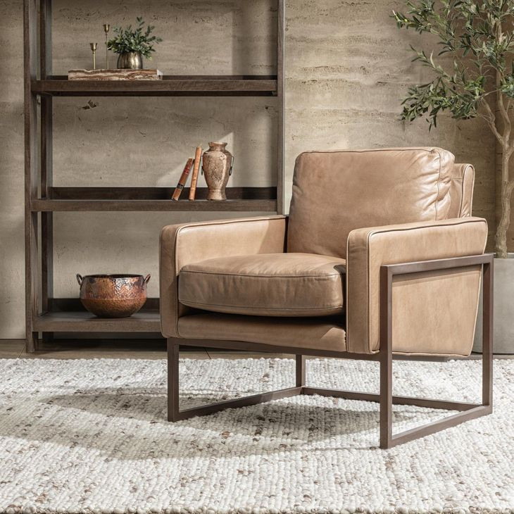 Ken Tan Leather Upholstered Accent Chair