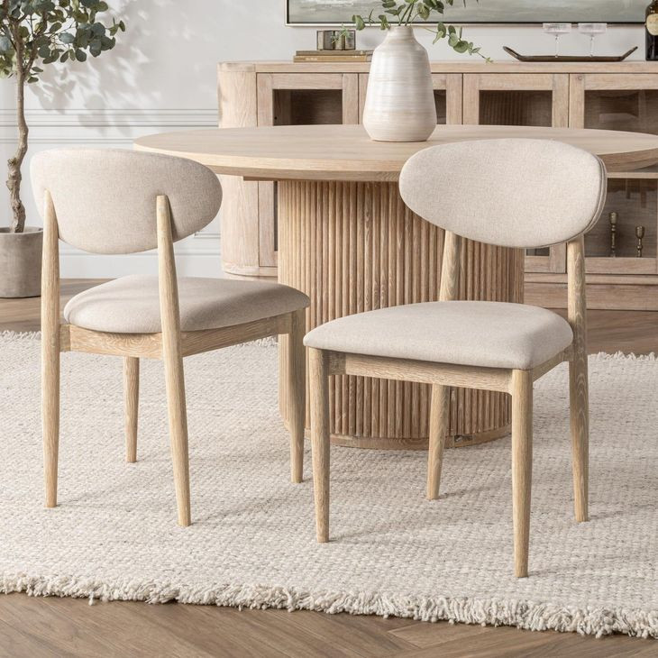 Tiber Cream Washed Upholstered Dining Chair Set of 2