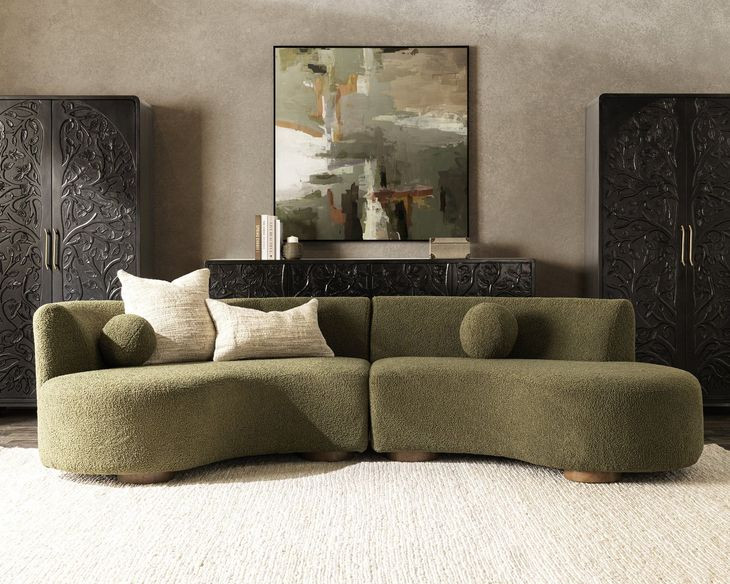 Octavia Seaweed Green 2 Piece Modular Sectional with Pillows