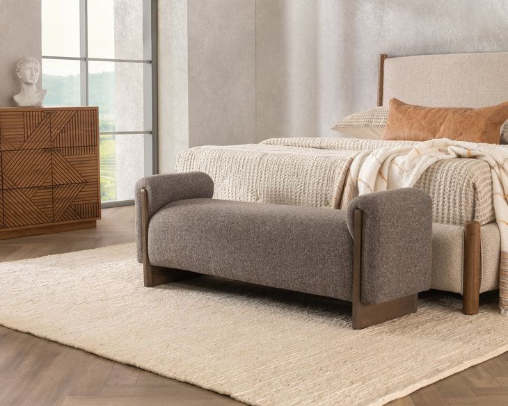 Sierra Bronzed Cocoa Upholstered 60" Accent Bench