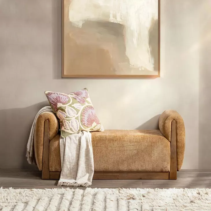 Soraya Spiced Amber Upholstered 61" Accent Bench