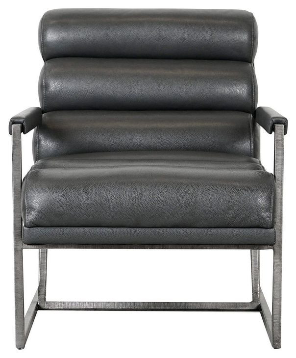 Topanga Graphic Charcoal Leather Upholstered Accent Chair