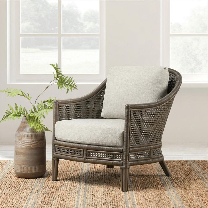 Jasmin Pearl Gray Oatmeal Upholstered Accent Chair