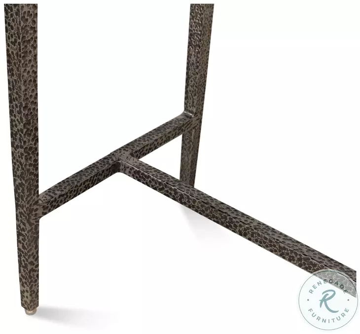 53018 Antique Nickle And White Marble Console Table