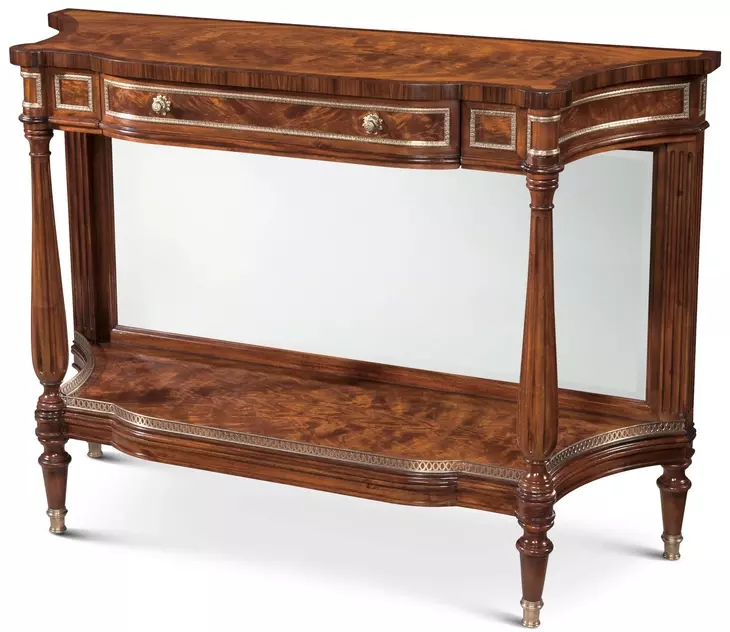 TA Originals Ramsey Mahogany and Gold Rectangular The Fine Mirror Back Console Table