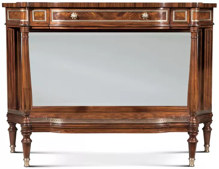 TA Originals Ramsey Mahogany and Gold Rectangular The Fine Mirror Back Console Table