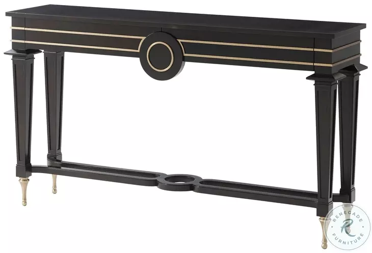 Mid Century Black And Gold 61" Rectangular Console Table