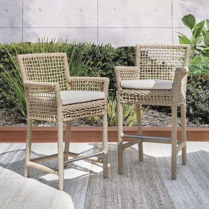 Brisbane Natural Upholstered Outdoor Bar Stool