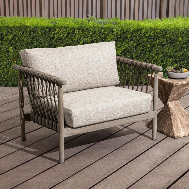 Leo Taupe Upholstered Outdoor Accent Chair