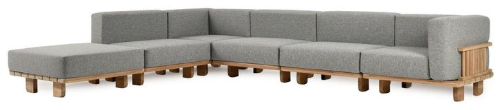 Hudson Gray 6 Piece Outdoor Modular Sectional with Ottoman