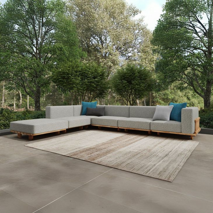 Hudson Gray 6 Piece Outdoor Modular Sectional with Ottoman