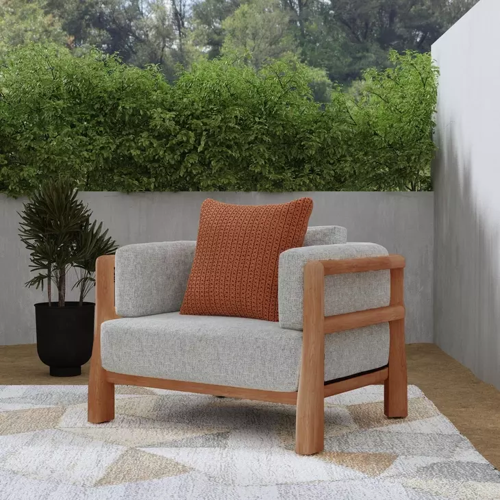 Aston Gray Upholstered Outdoor Accent Chair