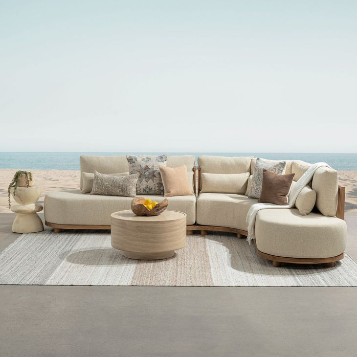 Isla Beige 5 Piece Outdoor Modular Sectional with Pillows