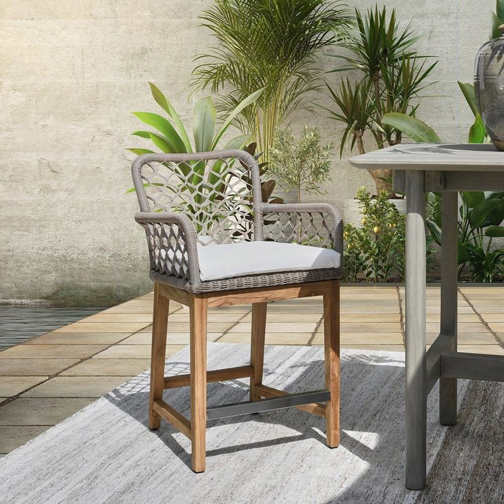 Paulo Gray Upholstered Outdoor Counter Height Stool
