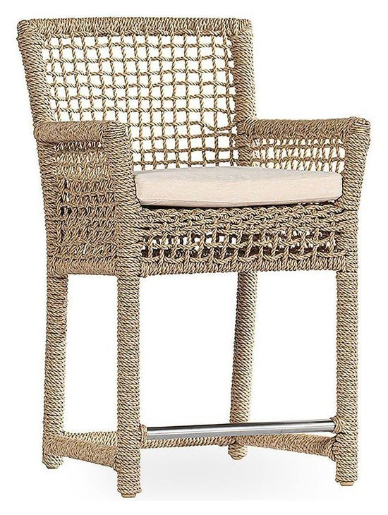 Brisbane Natural Upholstered Outdoor Rope Back Counter Height Stool