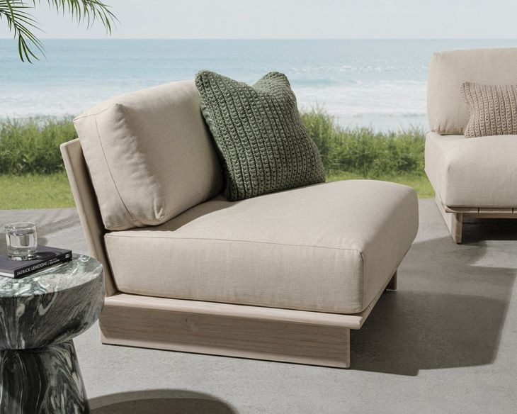 Livia Taupe Upholstered Outdoor Accent Chair