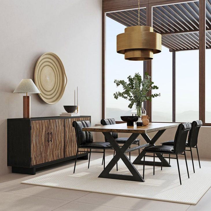 Mayer Jet Black Leather Upholstered Dining Chair Set of 2