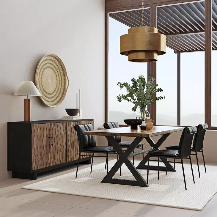 Mayer Jet Black Leather Upholstered Dining Chair Set of 2