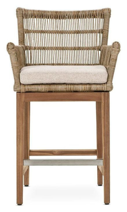 Valerie Natural Upholstered Outdoor Counter Height Stool