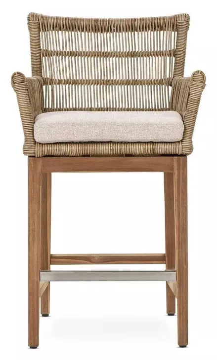 Valerie Natural Upholstered Outdoor Counter Height Stool
