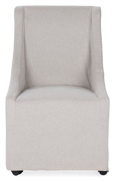 Warwick Stone Beige Upholstered Dining Chair with Casters