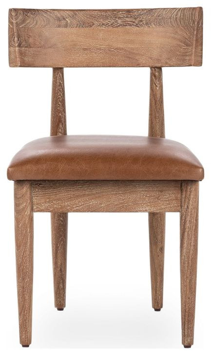 Alvaro Golden Wheat Leather Upholstered Dining Chair Set of 2