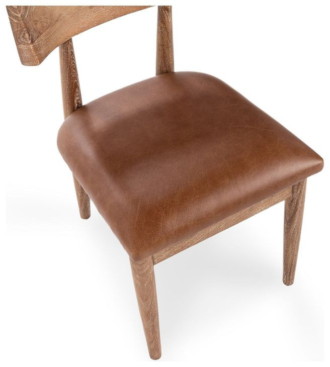 Alvaro Golden Wheat Leather Upholstered Dining Chair Set of 2