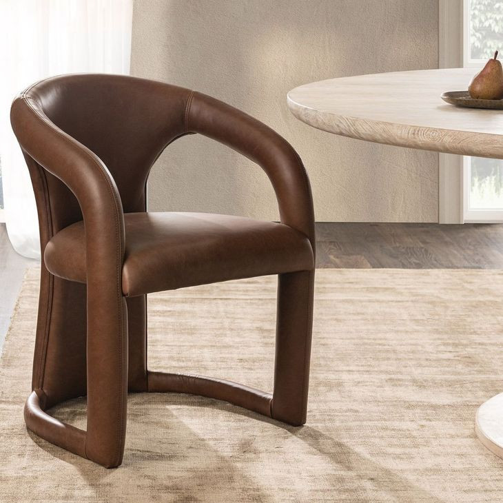 Archie Bison Brown Leather Upholstered Dining Chair