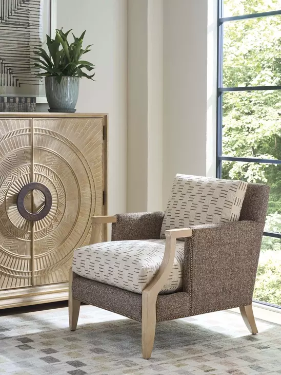 Treadwell Brown Upholstered Accent Chair with Nailhead Trim by Barclay Butera
