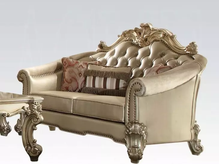Vendome II Bone 67" Loveseat with Pillow and Nailhead Trim