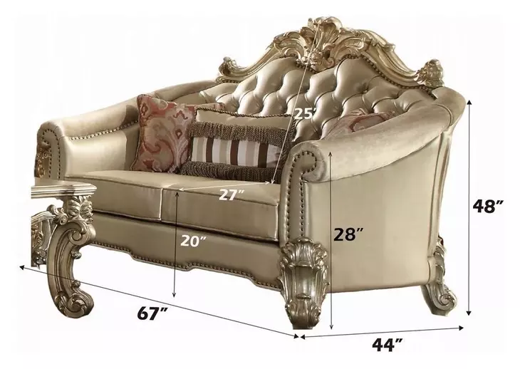 Vendome II Bone 67" Loveseat with Pillow and Nailhead Trim