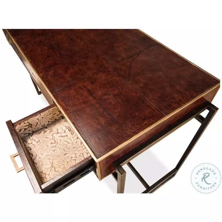 Old Brown Brown Leather Desk