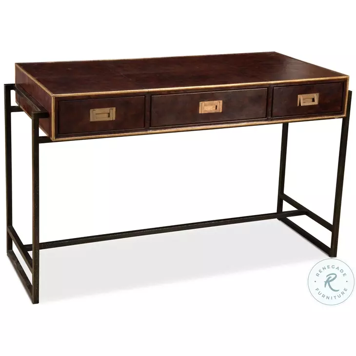 Old Brown Brown Leather Desk