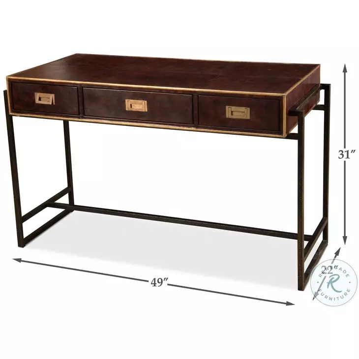 Old Brown Brown Leather Desk