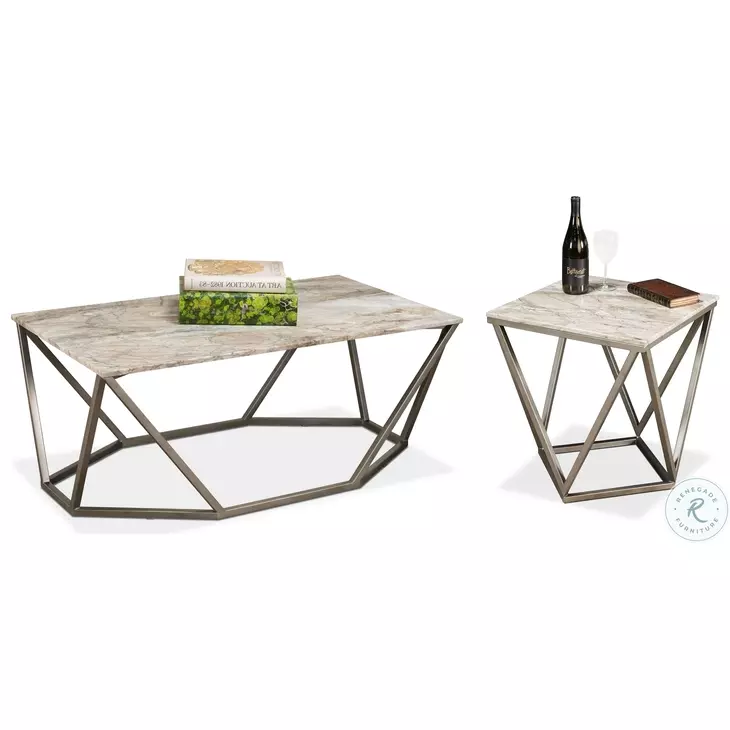 Trapezoid Black Marble Top Cocktail Table