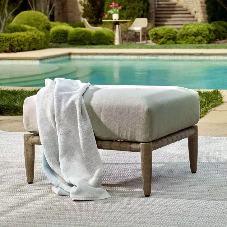 Grafton Dove Upholstered Outdoor Rectangular Ottoman