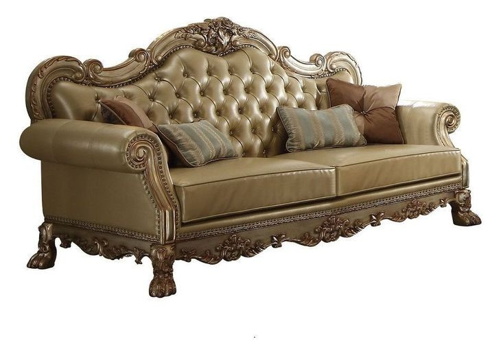 Dresden Gold 85" Sofa with Nailhead Trim