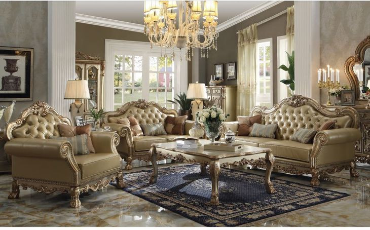 Dresden Gold 85" Sofa with Nailhead Trim