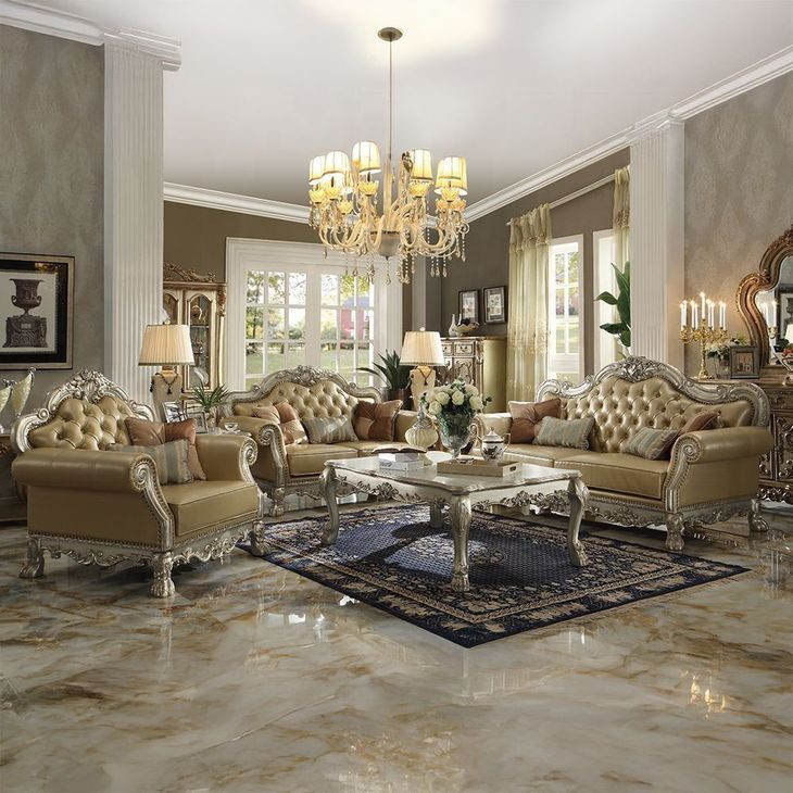 Dresden Bone 64" Loveseat with Pillow and Nailhead Trim