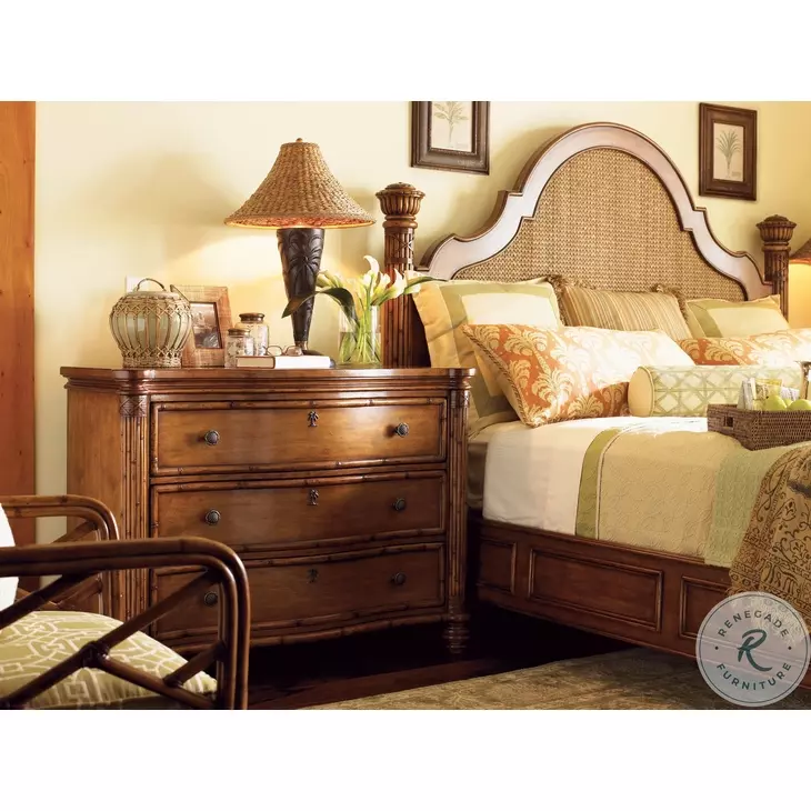 Island Estate Plantation Brown Round Hill King Poster Bed from