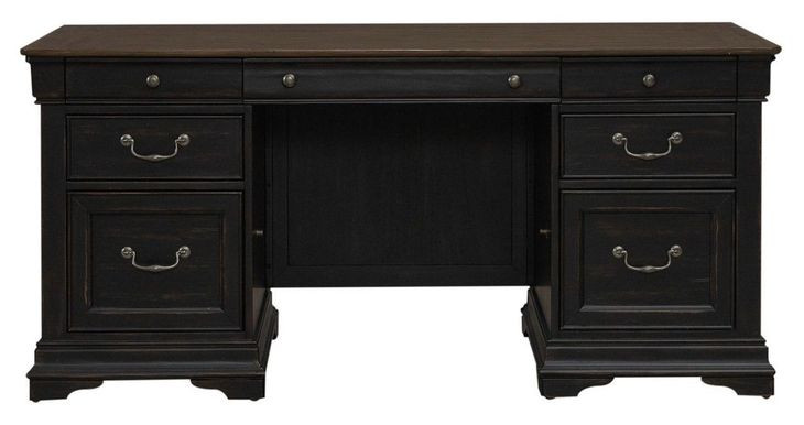 Meritage Aged Charcoal and Caramel Executive Home Office Set