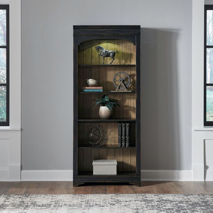 Meritage Aged Charcoal and Caramel 2 Piece Bunching Bookcase with LED