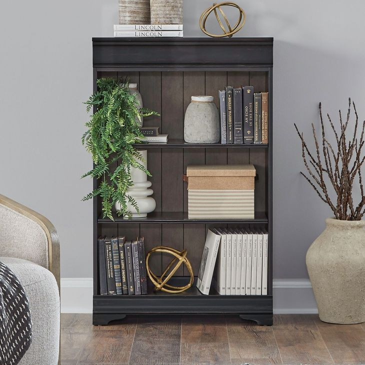 Meritage Aged Charcoal and Caramel 48" Bookcase