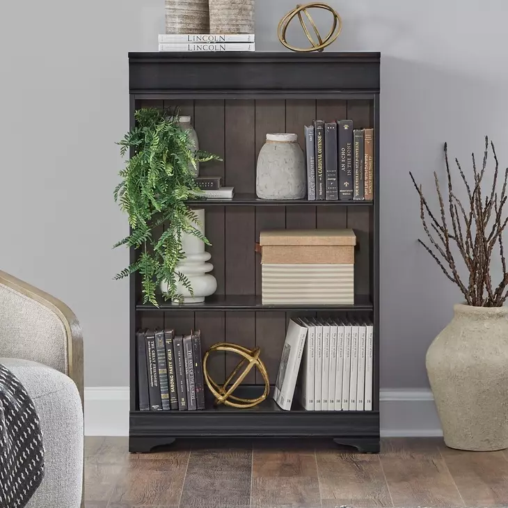 Vintner Hill Aged Charcoal and Caramel 48" Bookcase