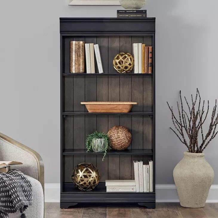 Vintner Hill Aged Charcoal and Caramel 60" Bookcase