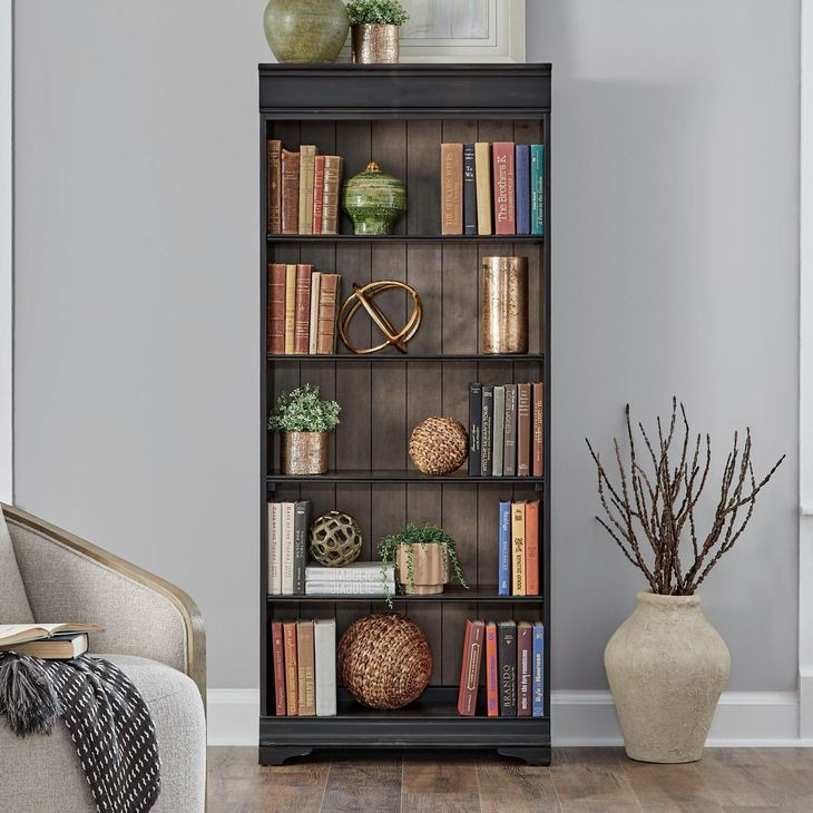 Meritage Aged Charcoal and Caramel 72" Bookcase