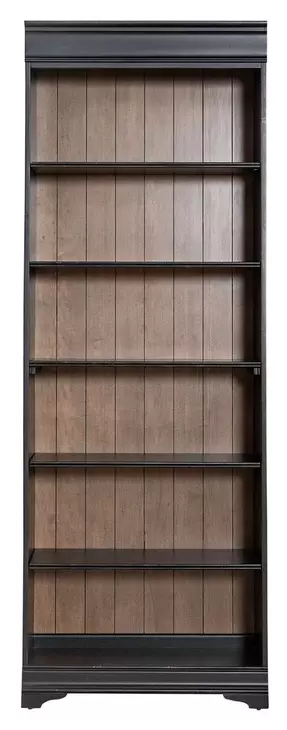 Vintner Hill Aged Charcoal and Caramel 84" Bookcase