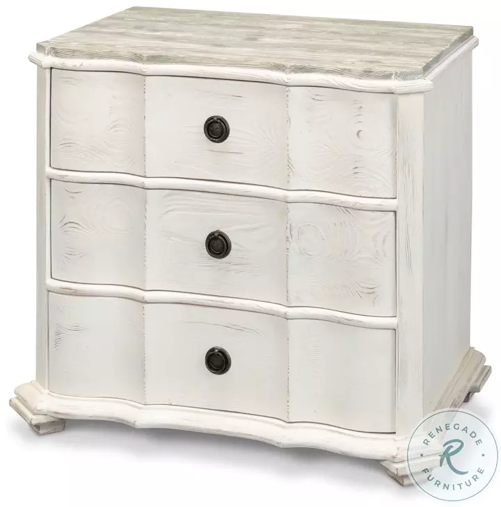Courbee Bungalow White 3 Drawer Nightstand