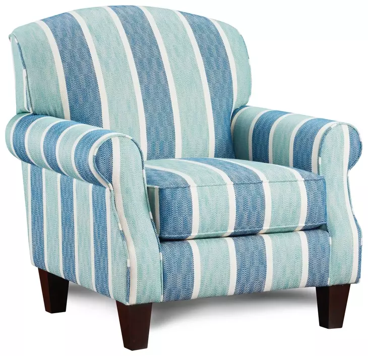 Grande Glacier Blue and Ivory Upholstered Accent Chair
