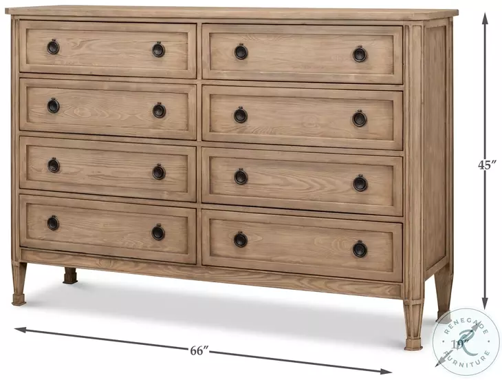 Barbera Flaky Pine 8 Drawer Dresser